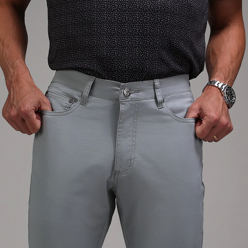 CEO Chino Five Pocket Cotton Stretch Pants Grey - Image 4