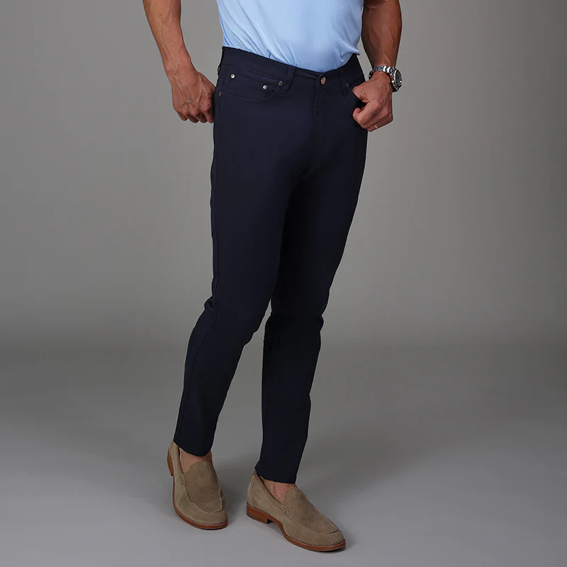 CEO Chino Five Pocket Cotton Stretch Pants Navy - Image 3