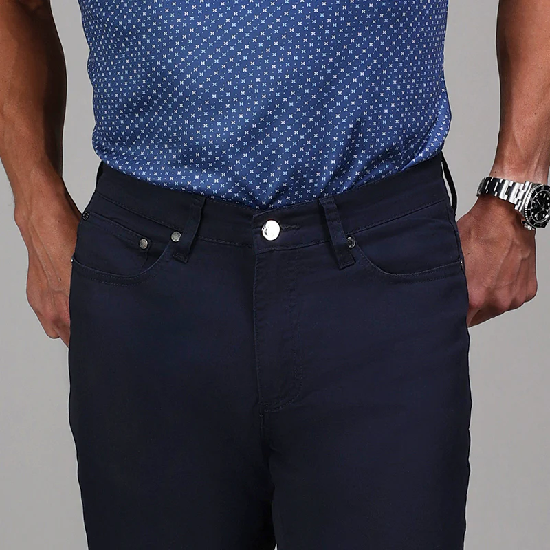 CEO Chino Five Pocket Cotton Stretch Pants Navy - Image 4