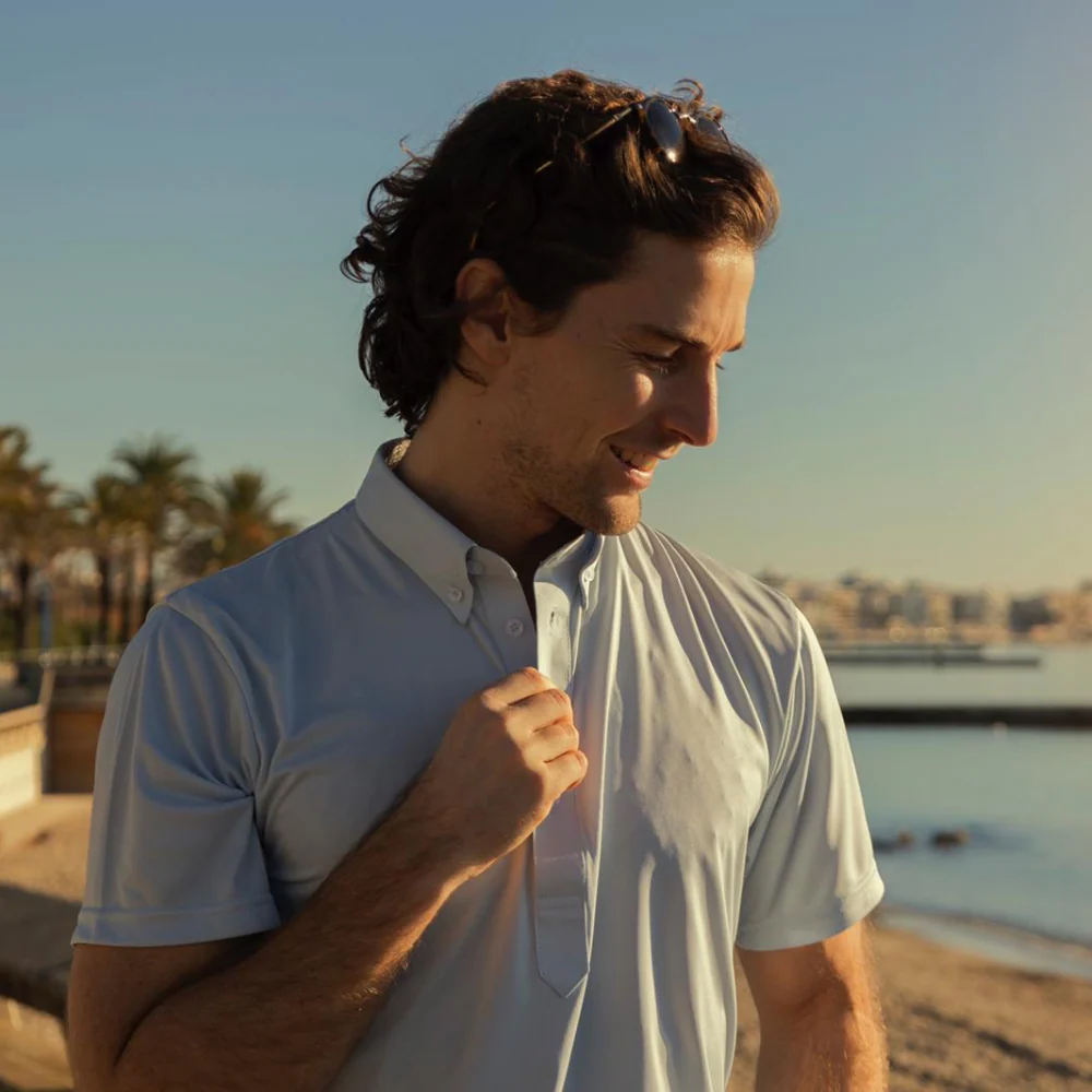 Oxford Button Down Collar Polo Light Blue - Image 8