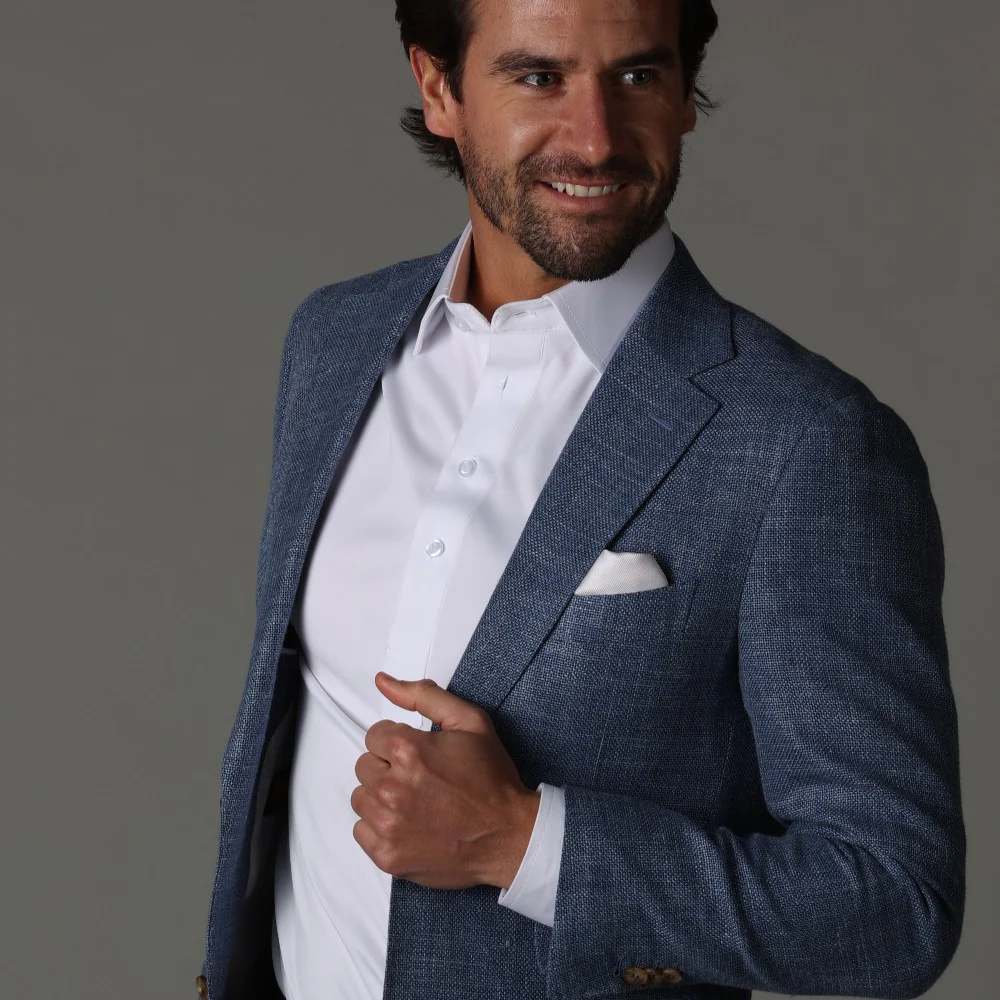 Semi-Spread Collar Polo Long Sleeve White - Image 4