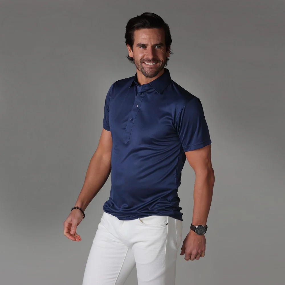 Semi-Spread Collar Polo Navy - Image 3