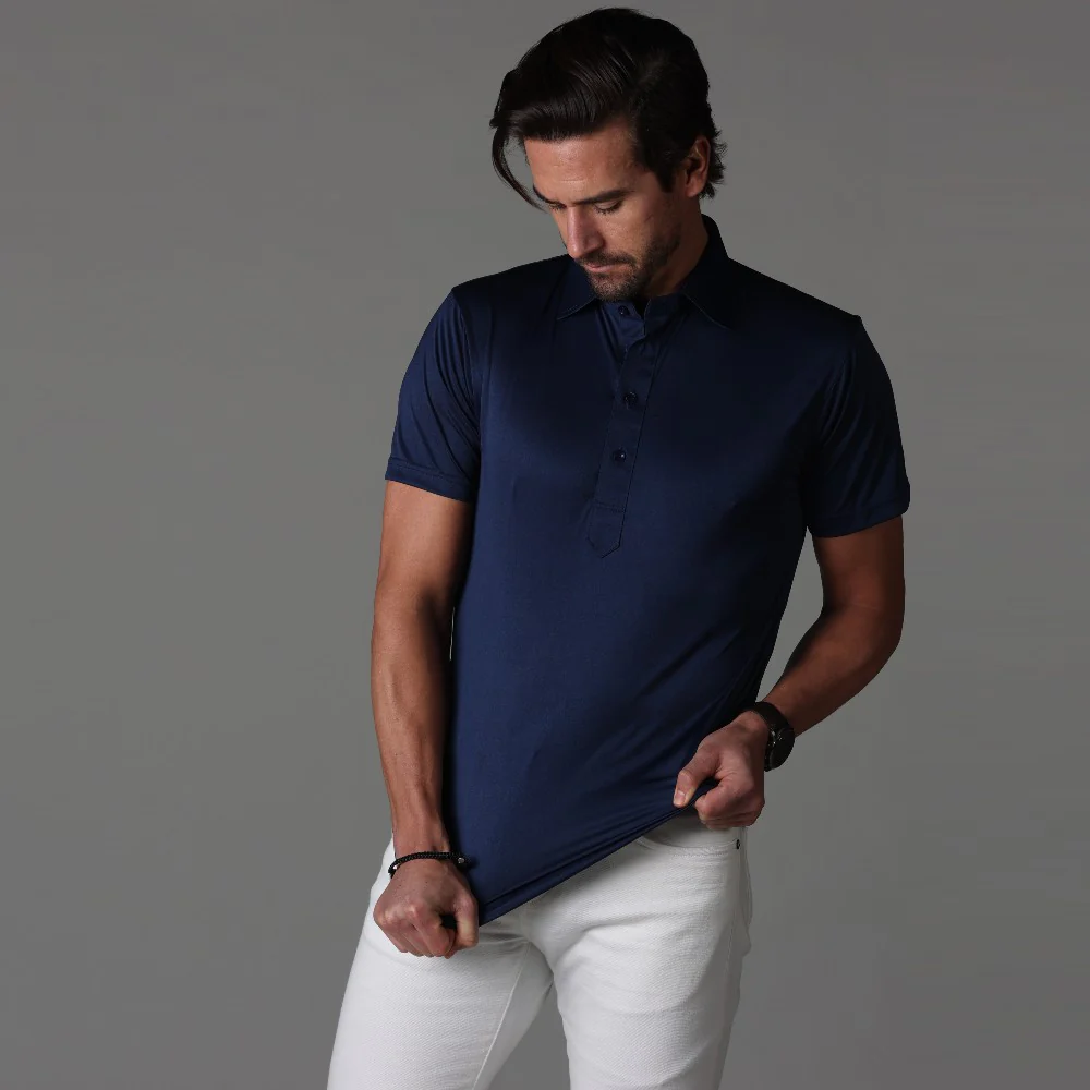 Semi-Spread Collar Polo Navy - Image 4