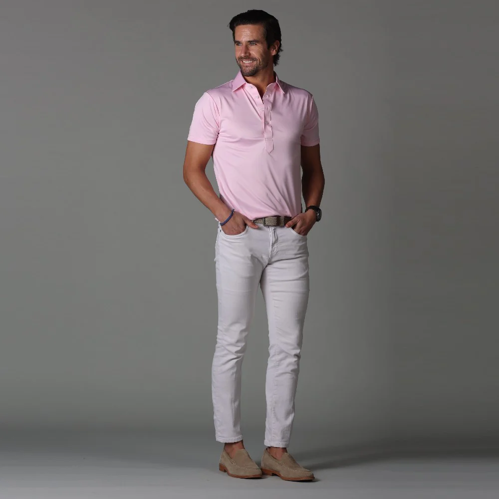 Semi-Spread Collar Polo Pink - Image 4