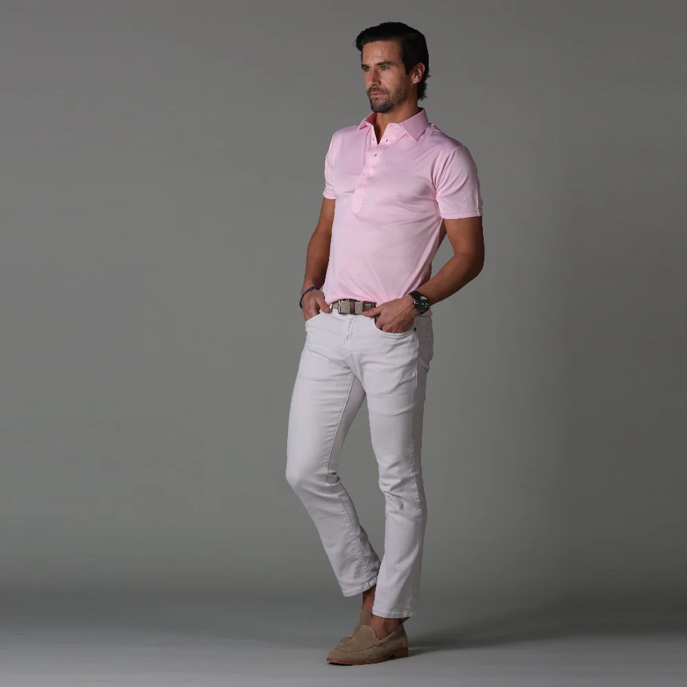 Semi-Spread Collar Polo Pink - Image 7