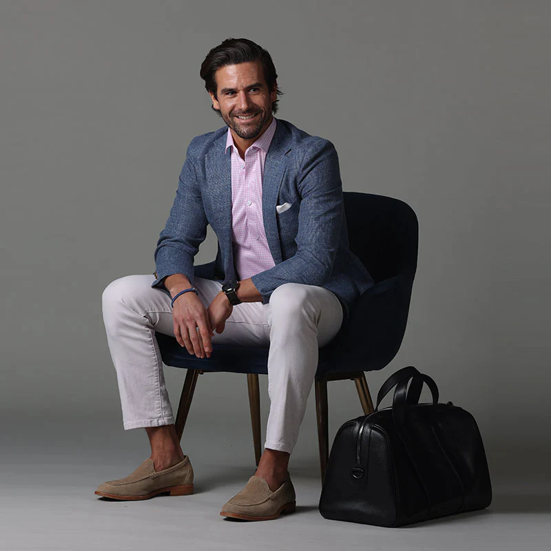 Semi-Spread Collar Polo Pink Gingham - Image 5