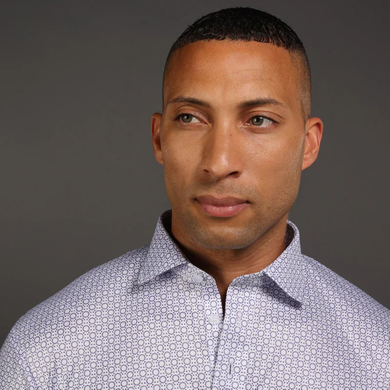 Semi-Spread Collar Polo Scottsdale Navy Spheres - Image 3