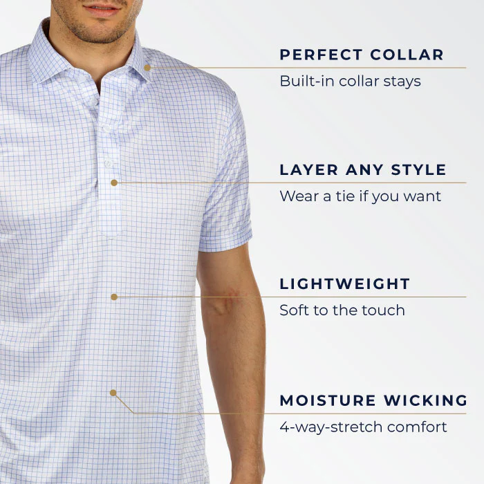 Semi-Spread Collar Polo Long Sleeve White - Image 7